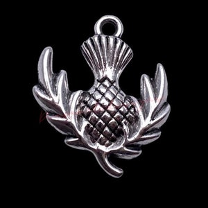 23mm Tibetan Silver Scottish Thistle Charm Jewellery Craft Flower