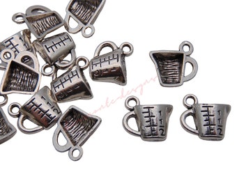 10 piezas - Plata tibetana 12 mm Jarra medidora Charm Cooking Baking Chef E286