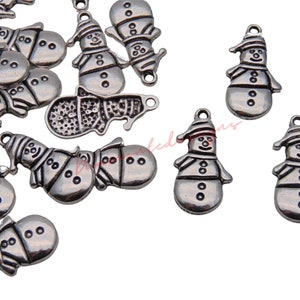 Charmed Craft Snowman Mom Holds Baby Snowman Charm Bead - Christmas, Mother's Day Gift For Charm Bracelets