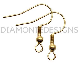 100 (50 Pairs 18mm Gold Plated Ear wire Fish Hook Earring Jewellery Craft G134