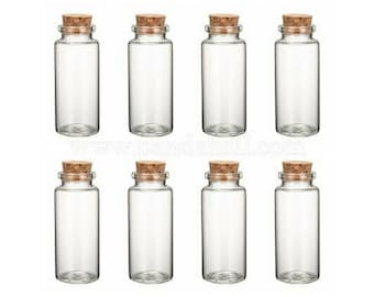 5 Pcs - 50mm x 30mm width Glass Wishing Bottles Wedding Shots Vials & Cork Stopper Storage Pendant Jewellery C131