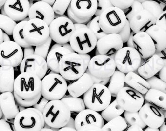 7mm White Number Beads Round Alphabet Style Craft Kids Beading UK