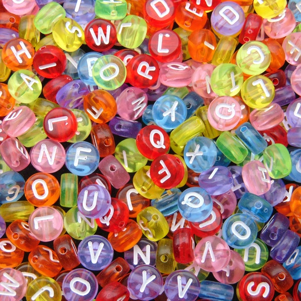 7mm Mixed Colour Round Letter Beads Jewellery Kids Craft Beading UK SELLER