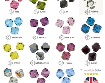 Genuine PRECIOSA Crystal Bicone Beads Jewellery Crystals Bead Colours Sizes UK