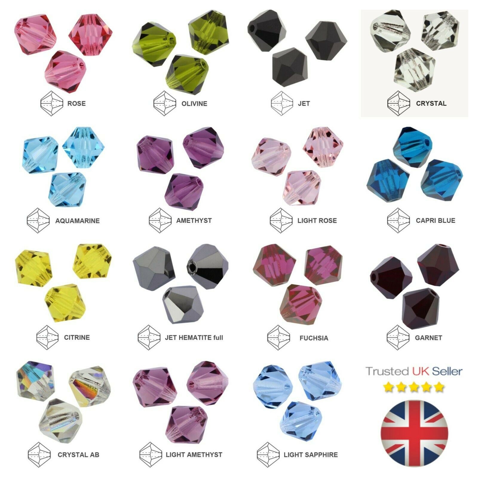 Bicone crystals clearance