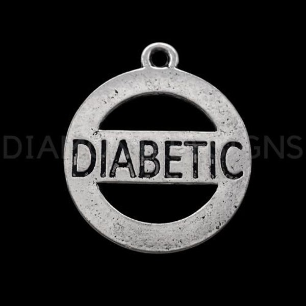 5 Pcs Tibetan Silver Diabetic Medical Alert Message Pendant Diabetes Charm A200