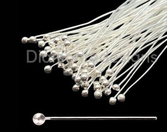 100 Pcs - 45mm Silver Plated Ball Head Pins Jewellery Craft Finding Beading L31