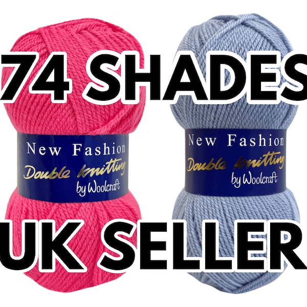 Woolcraft New Fashion DK Hilo para tejer / Lana - 100 g Bola de punto doble Reino Unido
