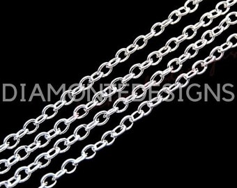 2 Metre's Silver Plated Dainty Chain 3mm x 2mm Links Craft Beads Jewellery A345