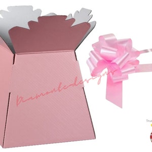 Baby Pink Living Vase & Baby Pink Pull Bow Florist Bouquet Box - Vases Flower Aqua Sweet Boxes UK