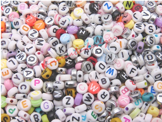 7mm Mixed Colour Letter Round Letter Coin Beads Jewellery Kids
