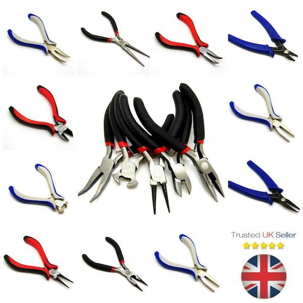 Red Jewellery Making Pliers DIY Craft Tools UK Seller - Bent Chain Round Nose etc ML