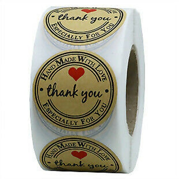Thank You Handmade with love Stickers Professional Labels Hand Made For Your Order Envelope Seal Business Seals UK - D240