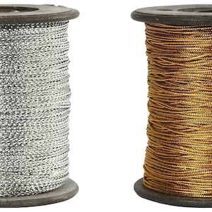 0.5mm Metallic Gold / Silver Thread - Hanging Jewellery Cord Tinsel Xmas UK