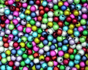 50 Pcs - 8mm Quality Round Mixed Colour 3D Illusion Miracle Beads Jewellery - L4