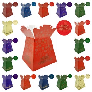 Jarrón vivo con estampado de copos de nieve de Feliz Navidad, caja transportadora de flores, jarrones, cajas de regalo dulces, NAVIDAD, Reino Unido