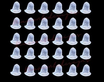 Tapones de goma transparentes para pendientes de 5 mm, accesorios para manualidades de joyería