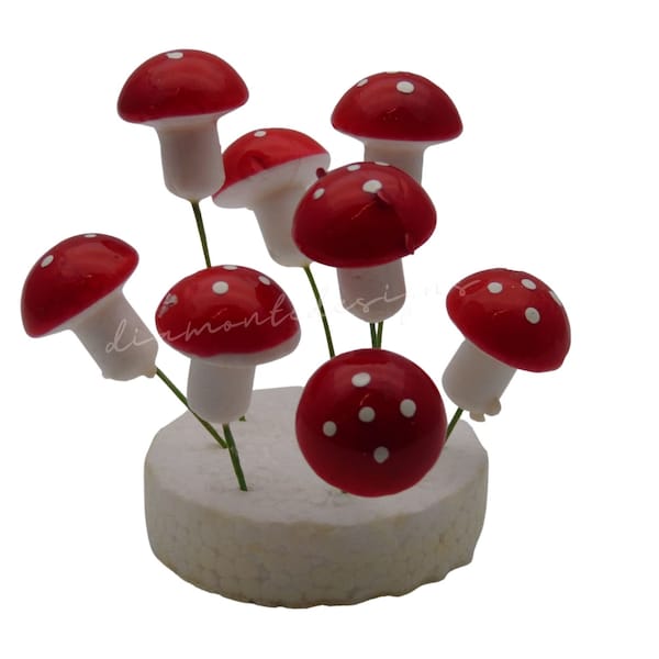 Fairy Garden Mushroom Picks Wired Mini Toadstool Pick Nordic Xmas Craft Cake Making UK