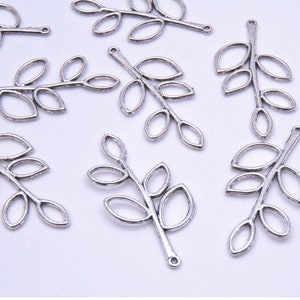 10 Pcs - Tibetan Silver Leaf Charms 38mm Jewellery Craft Beading Nature K123