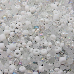 30g - Perline di semi di vetro di dimensioni miste Winter Wonderland Clear Lustre 2mm 3mm 4mm F86
