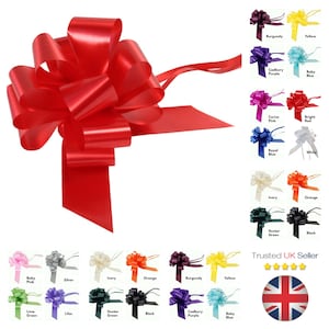 Grote strik 18 cm - 50 mm breed lint Kerstcadeaupapier Trekstrikken Bruiloften Feest Bloemisterij Wrap Lint Strik Bloemist VK VERKOPER
