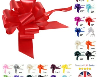 Large 50mm Xmas Gift Wrap Pull Bows Weddings Party Floristry Wrap Ribbon Bow Florist Many Colours UK SELLER