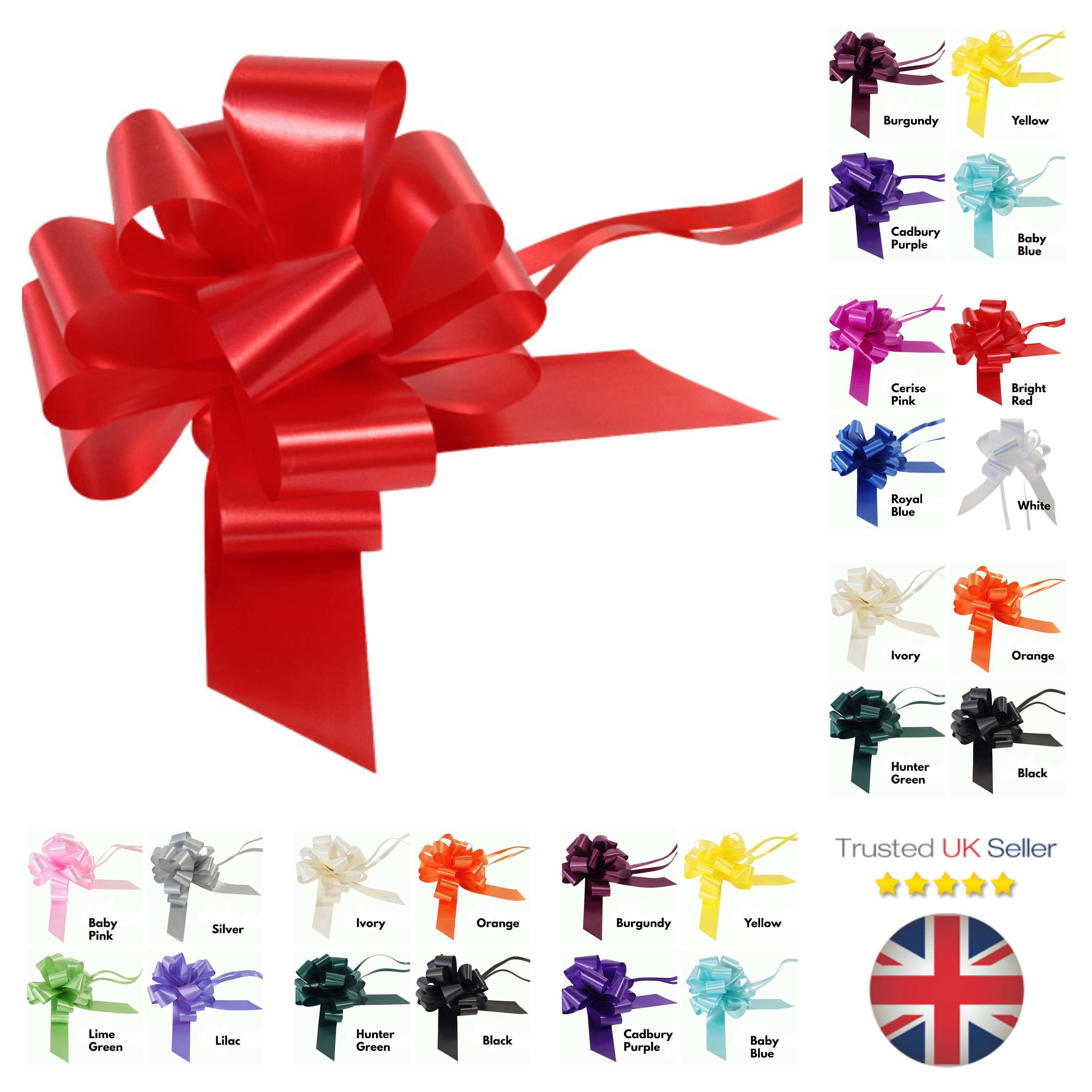 Gold Pull Bow for Gift Wrapping Gift Bows Pull Bow With Ribbon, 4