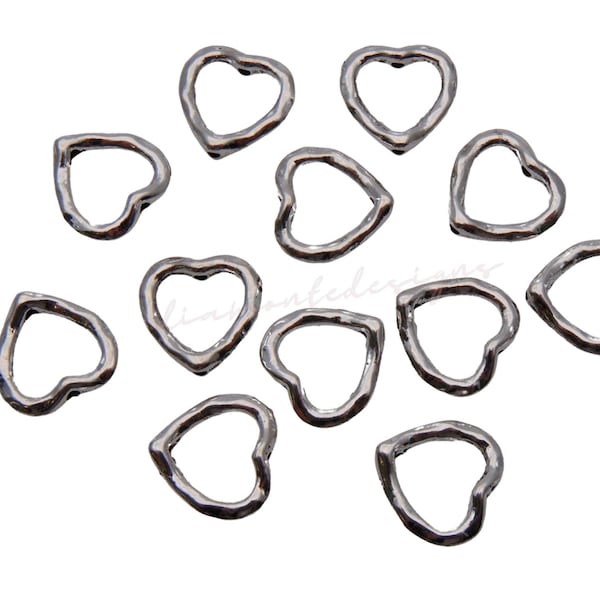 30 Pcs Tibetan Silver Heart Bead Frames 14mm Craft Beading Jewellery Charms J29