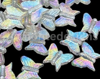 40 Pcs - 15mm Acrylic Butterfly Beads Clear Ab Bead Pendants Kids Craft F66