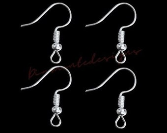 100 (50 pares) 18 mm Plateado Earwires Fish Hook Accesorios de joyería A119