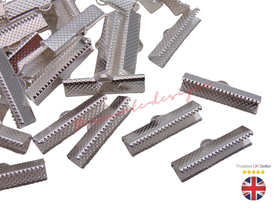 Silver Plated Ribbon End Clasps 25mm X 6mm Jewellery Findings Craft