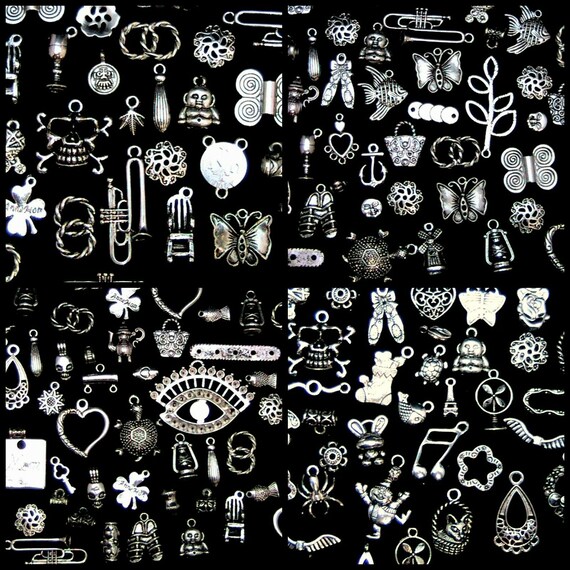 Tibetan Silver Mixed Charms & Beads – Assorted Shapes & Sizes – Jewellery Making Craft Supplies – UK Seller