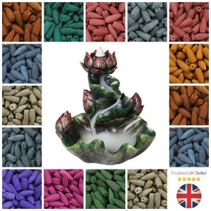 12 Pcs - BACKFLOW Indian Incense Burning Cones Fragrance&#39;s Aroma Spa Insense Back Flow UK