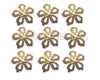 8mm - Gold Plated Petal Style Bead Caps Jewellery Findings Craft Cap Flower UK