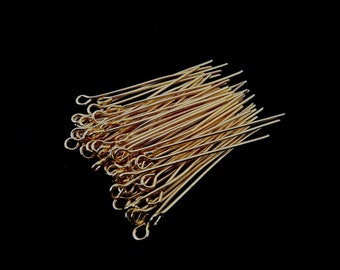 100 Pcs - 26mm Gold Plated Eye Pins Jewellery Beads Findings Craft G175