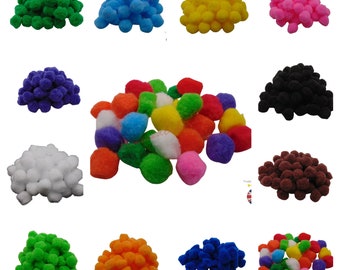 25mm Pom Poms 2.5cm Fluffy Art Craft Card Making Single or Assorted Colours  UK 