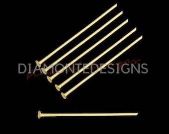 300 Gold Plated Flat Headpins One Inch 22gauge 22G 0.6mm Gold Head Pins T  Pins Tpins 