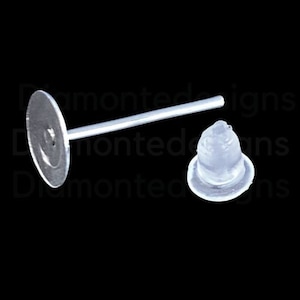 May include: A pair of earring backs, one is a silver post with a round disc, the other is a clear rubber stopper.