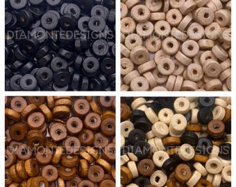 200 pcs 8mm Round Wooden Rondelle Spacer Beads Jewellery Natural Craft Beading UK