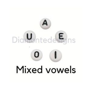 100 Uds. - Cuentas de letras blancas de vocales mixtas de 7mm, cuentas redondas del alfabeto para niños, manualidades i218