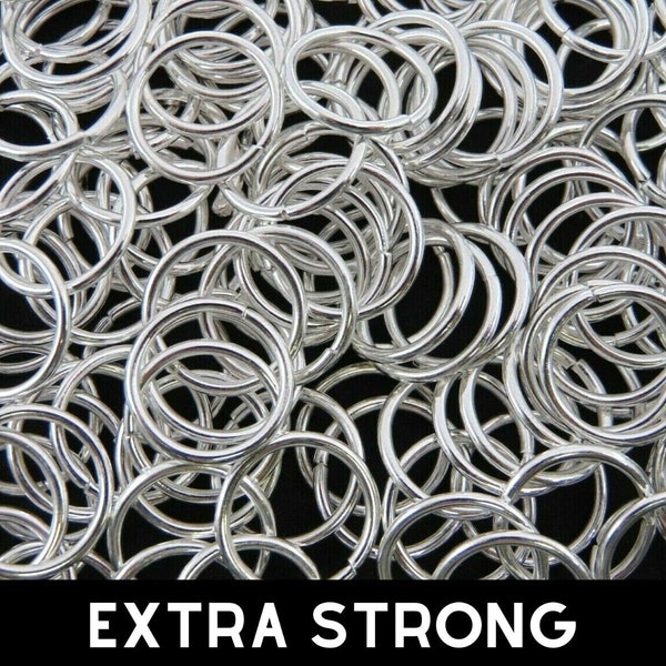 50 Pcs - Extra Large Jump Rings STRONG Silver Plated 10mm 12mm 14mm 16mm 18mm