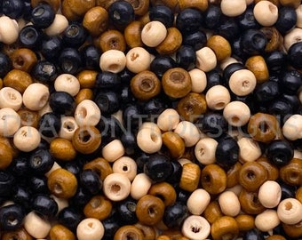 4mm Wooden Rondelle Mix Seed Bead Style Spacer Jewellery Beads Craft Beading ML