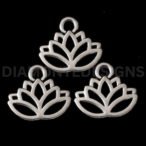 Bright Tibetan Silver Lotus Flower Head Meditation Charms Pendants UK