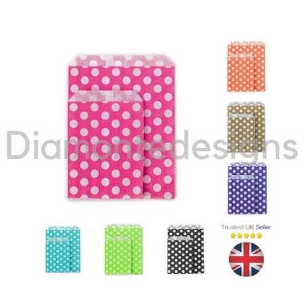 Candy Dotty Paper Sweet Favour Bags Buffet Gift Shop Party Small Medium UK