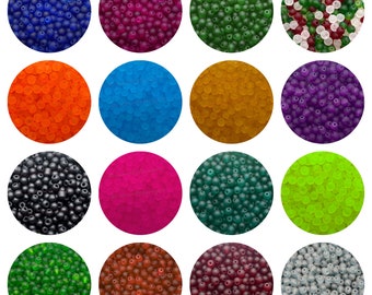 300 Pcs - 4mm Round Frosted Glass Dyed Beads Jewellery Beading Craft UK