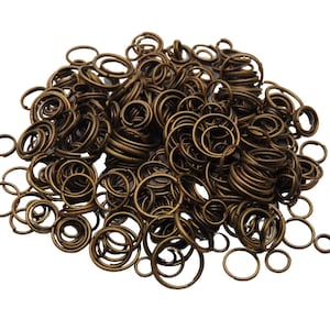 Antique Bronze Mixed Size Jump & Split Rings Jewellery Findings Craft UK