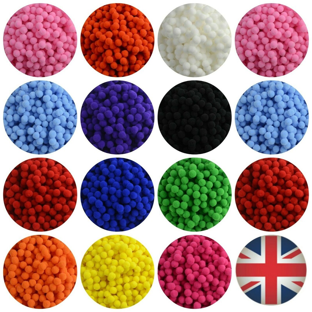 Pomp Mini 100 Pcs - 10mm Fluffy Craft Pompoms Mini Pom Poms Card Making Arts Kids ...