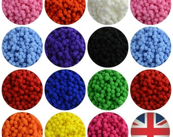 100 Pcs - 10mm Fluffy Craft Pompoms Mini Pom Poms Card Making Arts Kids UK