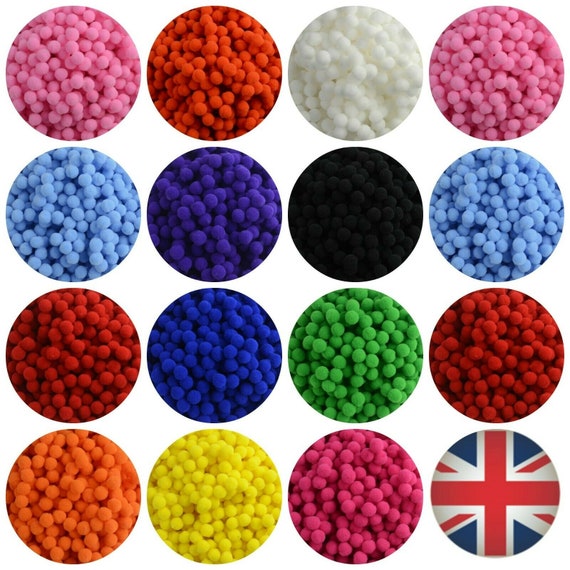 100 Pcs 10mm Fluffy Craft Pompoms Mini Pom Poms Card Making Arts Kids UK 