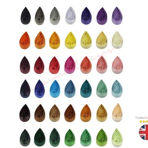 May include: Assortment of 40 paper quilled teardrop shapes in various colours, including red, blue, green, yellow, orange, purple, pink, and brown.